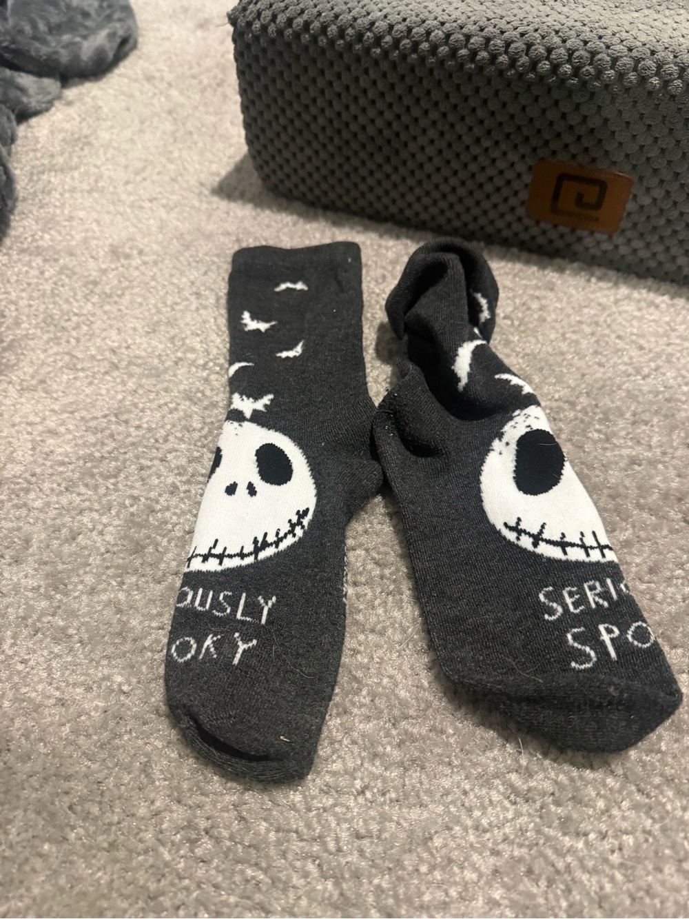Black 'Seriously Spooky' Jack Skellington Crew Socks
